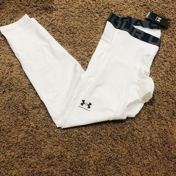 Brand New Big & Tall Under Armour Men's HeatGear Compression Leggings White XXL - Picture 2 of 6